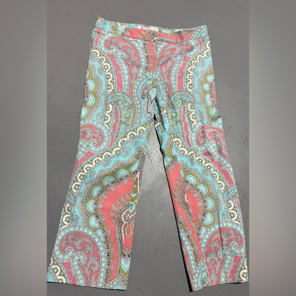 Trina Turk Paisley Ankle Pants in Pink and Blue